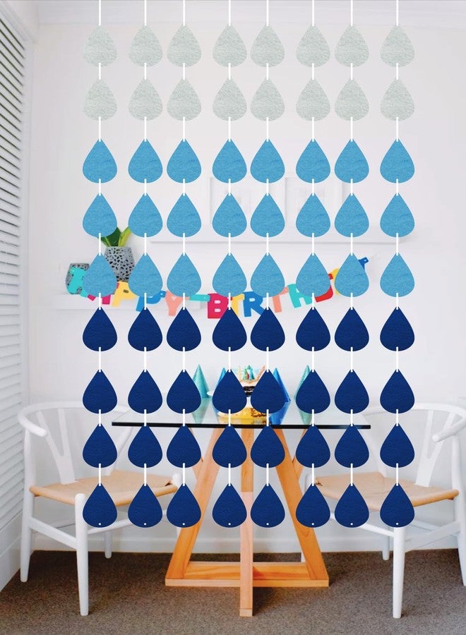 Incrizma 8 Strings Raindrop Garland Baby Shower Wedding Birthday Party Decorations Felt Bunting Raindrop Banners Flags Garlands (Multi Color (White & Blue)) - Image 2